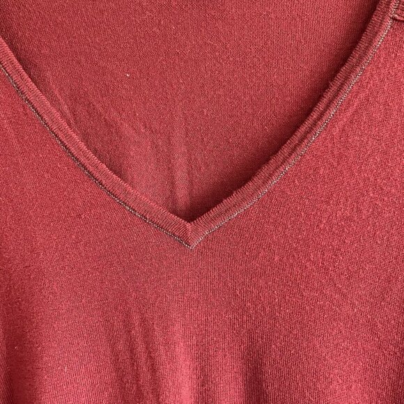 John Varvatos 100% Merino Wool V-Neck Sweater Red Rust Long Sleeve Size XL - Picture 5 of 12